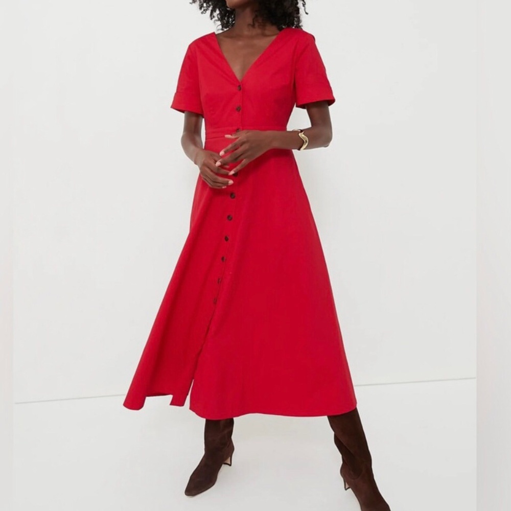 Tuckernuck Kate Maxi Dress Button Front V-Neck Fit & Flare Blouse Pockets